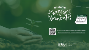 Arte para divulgar a programação do Meio Ambiente através do QR Code e link 